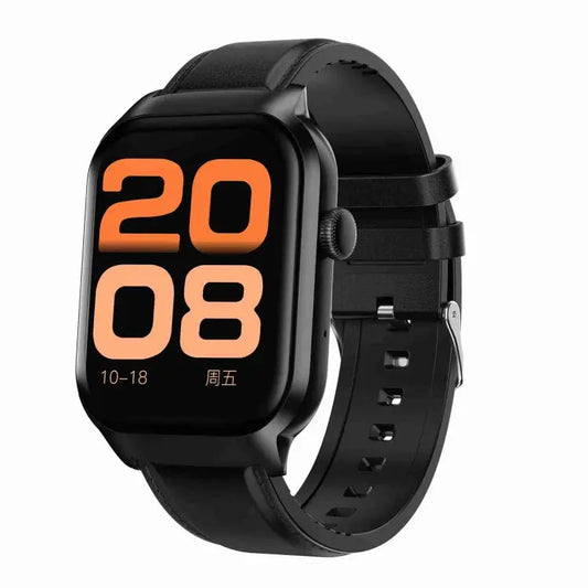 2.01 inch Leather Strap Bluetooth Call Smart Watch Support Heart Rate Monitoring / Non-invasive Blood Sugar, Leather Strap Black, Leather Strap Brown - UTrano