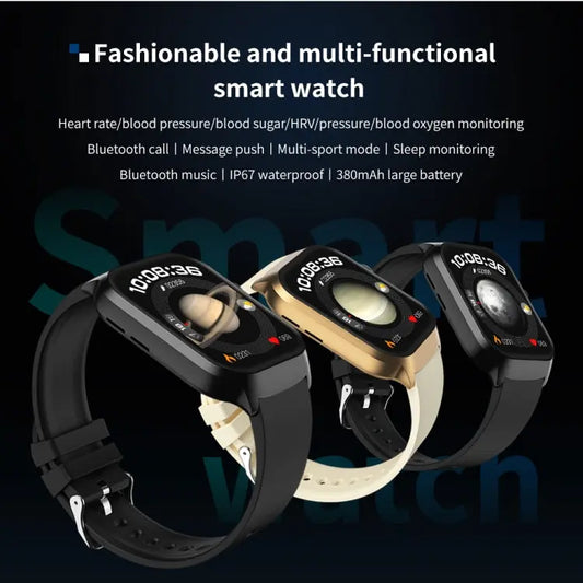 2.01 inch Leather Strap Bluetooth Call Smart Watch Support Heart Rate Monitoring / Non-invasive Blood Sugar, Leather Strap Black, Leather Strap Brown - UTrano