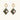 Gold-plated drop earrings with quatrefoil studs, diamond-shaped pendants featuring baroque pearls, turquoise stones, and amber crystals