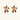 Gold-plated brass flower earrings with brown tortoiseshell enamel petals on cream background