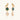 Gold-plated bird stud earrings with iridescent abalone shell medallions and champagne crystal drops on cream background