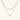 Layered gold necklace with herringbone and link chains, small bezel-set crystal pendant on cream background