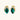 Gold-plated stud earrings featuring teardrop emerald green liuli stones with cubic zirconia crystal accents on white background.