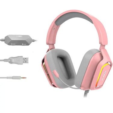 Ajazz AX368 Computer Game Audio Recognition RGB Headset, AX368 7.1 Channel Version Black, AX368 3.5mm Version Pink, AX368 3.5mm Version Black, AX368 7.1 Channel Version Pink Utrano