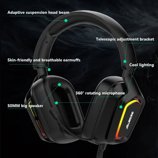 Ajazz AX368 Computer Game Audio Recognition RGB Headset, AX368 7.1 Channel Version Black, AX368 3.5mm Version Pink, AX368 3.5mm Version Black, AX368 7.1 Channel Version Pink Utrano