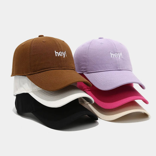 Creative Letters Hey Embroidery Soft Top Peak Cap