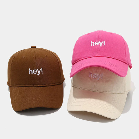 Creative Letters Hey Embroidery Soft Top Peak Cap