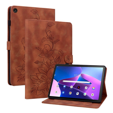 Lily Embossed Leather Tablet Case, For Lenovo Tab K10, For Lenovo Tab M7 3rd Gen, For Lenovo Tab P11 /Xiaoxin Pad Plus