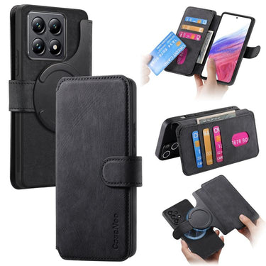 CaseNeo MagSafe RFID Anti-theft Retro Leather Phone Case, For Xiaomi Poco M6 Pro 4G, For Xiaomi Poco M6, For Xiaomi Poco X6 5G, For Xiaomi 13T / 13T Pro