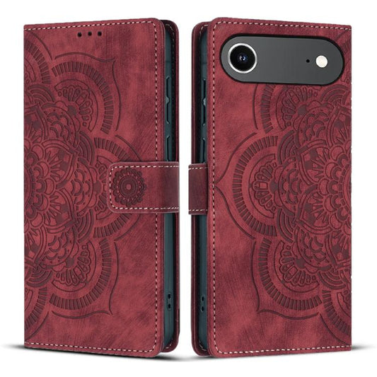 Mandala Embossed Retro Frosted Leather Phone Case, For iPhone 16e, For iPhone 16 Pro Max, For iPhone 16 Pro, For iPhone 16 Plusย ย