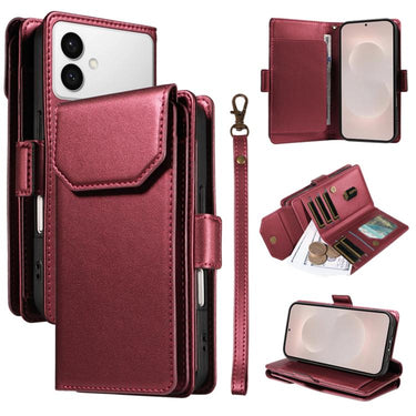 Multi Card Wallet Leather Phone Case with Strap, For Galaxy S26 Edge 5G, For Galaxy S26 Ultra 5G, For Galaxy S26 5G