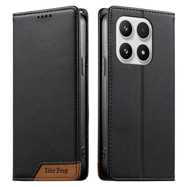 Dierfeng Splicing Strong Magnetic RFID Vegan Leather Phone Case, For Xiaomi 17 Max 5G, For Xiaomi 17T Pro 5G, For Xiaomi 17T 5G, For Xiaomi Poco X8 Pro 5G / Redmi Turbo 5 5G