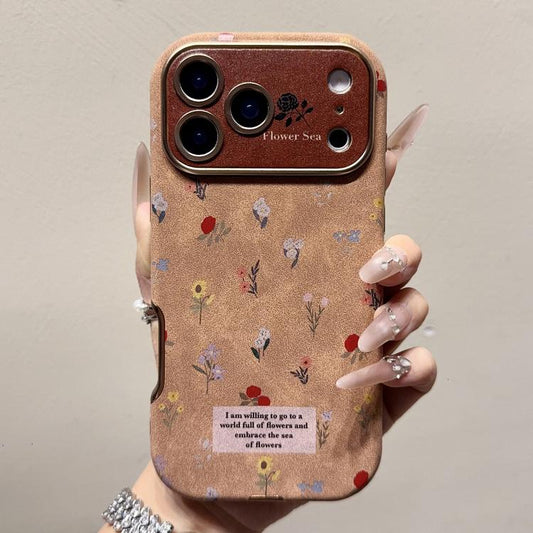 Large Window Desert Gold Small Floral Soft TPU Phone Case, For iPhone 17 Pro Max, For iPhone 17 Pro, For iPhone 17, For iPhone Air, For iPhone 16 Pro Max, For iPhone 16 Pro, For iPhone 16 Plus, For iPhone 16