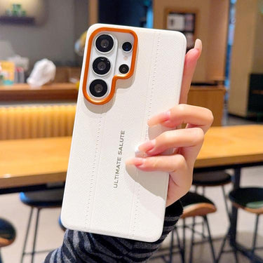 Metal Camera Lens Frame Buttons Vegan Leather Phone Case, For Galaxy S25 Ultra 5G, For Galaxy S24 Ultra 5G, For Galaxy S24+ 5G, For Galaxy S24 5G