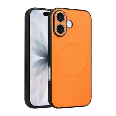 Precise Cutout Carbon Fiber Texture Vegan Leather Phone Case, For iPhone 16 Plus, For iPhone 16