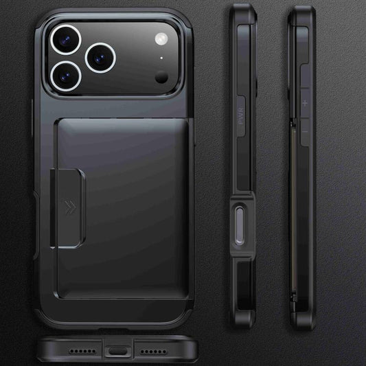 Sliding Card Slot PC Hybrid TPU Phone Case, For iPhone 17 Pro Max, For iPhone 17 Pro, For iPhone 17