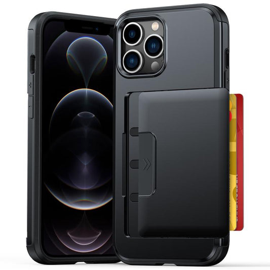 Sliding Card Slot PC Hybrid TPU Phone Case, For iPhone 14 Pro Max, For iPhone 13 Pro Max / 12 Pro Max, For iPhone 13 Pro