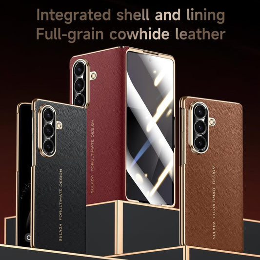 SULADA Transform Into XT Series Shell Film Integrated Magnetic Genuine Leather Phone Case, For Galaxy Z Fold8 Ultra 5G, For Galaxy Z Fold7 5G