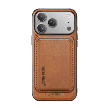 Fierre Shann Oil Wax Vegan Leather Magnetic Card Holder Phone Case, For iPhone 18 Pro / 17 Pro, For iPhone 18 Pro Max / 17 Pro Max, For iPhone 17e / 16e, For iPhone 17