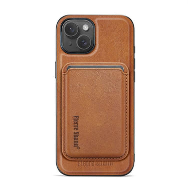 Fierre Shann Oil Wax Vegan Leather Magnetic Card Holder Phone Case, For iPhone 15, For iPhone 14 / 13, For iPhone 14 Pro, For iPhone 14 Pro Max