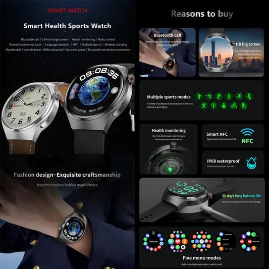 GT4 Smart Bracelet 1.53 inch Smart Watch, Support Bluetooth Call / NFC / Heart Rate - UTrano