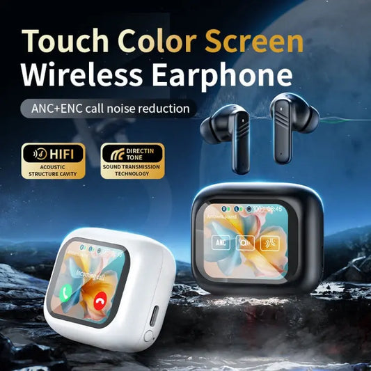 LX-10 Full-Color Touch Screen ANC+ENC Dual Noise Reduction In-Ear Wireless Bluetooth Earphone - UTrano
