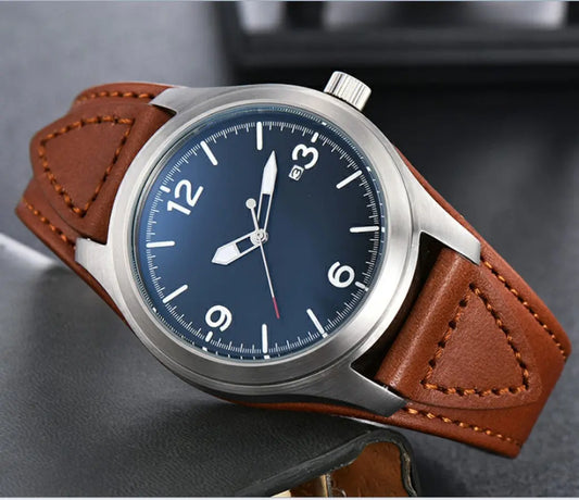 Luminous calendar leather strap men's watch luxury Men's everyday watches Utrano