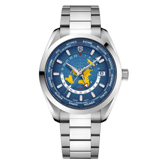 Men's Multifunctional Mechanical GMT Dual Time Zone Luminous Watrproof Watch Utrano