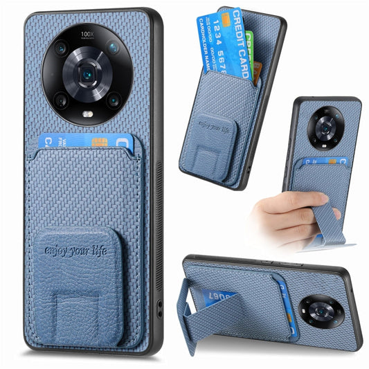Carbon Fiber Card Bag Fold Stand Phone Case, For Honor 60 Pro, For Honor 60, For Honor 50, For Honor 50 SE