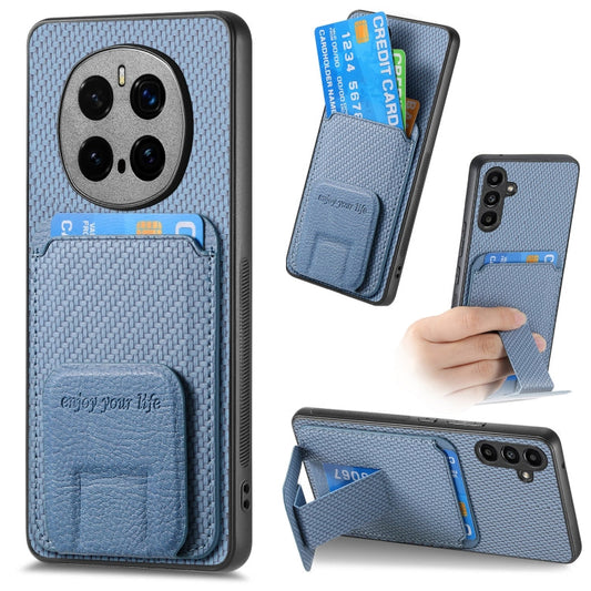 Carbon Fiber Card Bag Fold Stand Phone Case, For Honor 100 Pro 5G, For Honor 100 5G, For Honor X50i+, For Honor X50 5G