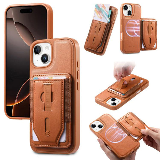 CaseNeo Retro Wristband Elastic Card Bag Magnetic Back Phone Case, For iPhone 13