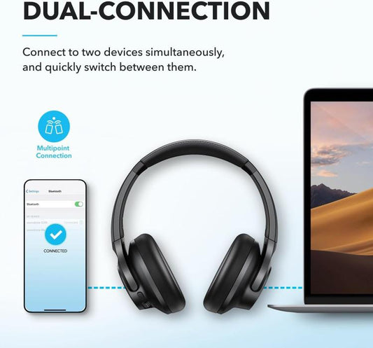 ANKER Soundcore Q20i Headband Gaming Headset Wireless Bluetooth Active Noise Reduction Headset