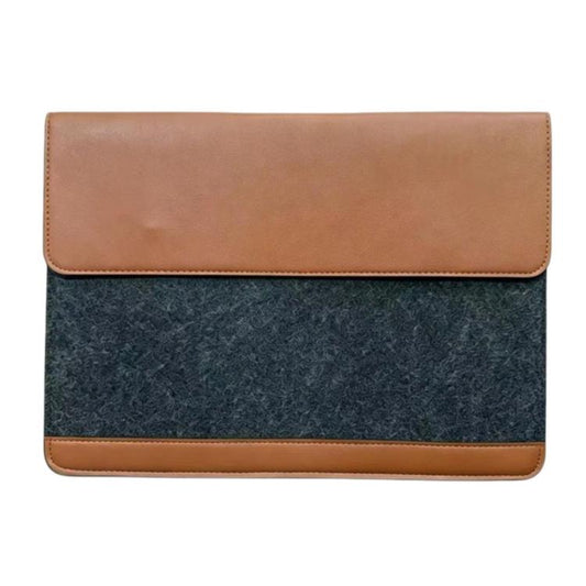 Felt Laptop Sleeve Bag PU Leather Cover Envelope Case Magnetic Closure, 14-15.4 inch, 13-14 inch