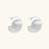 Brushed sterling silver cushion-shaped stud earrings with matte finish on white background
