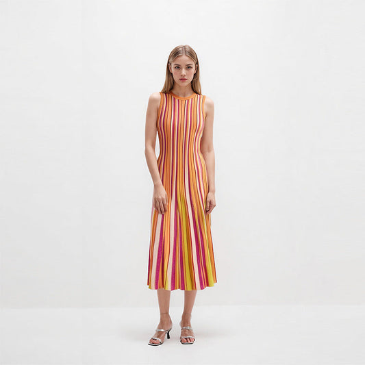 Women's Striped Knitted Fashionable Casual Dress  