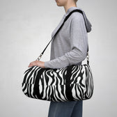 Zebra Print Duffel Bag – Black & White Animal-Pattern Weekender  