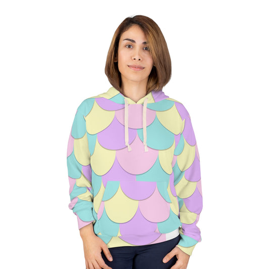 Pastel Mermaid Scale Hoodie – Cute Seashell Pattern Pullover  