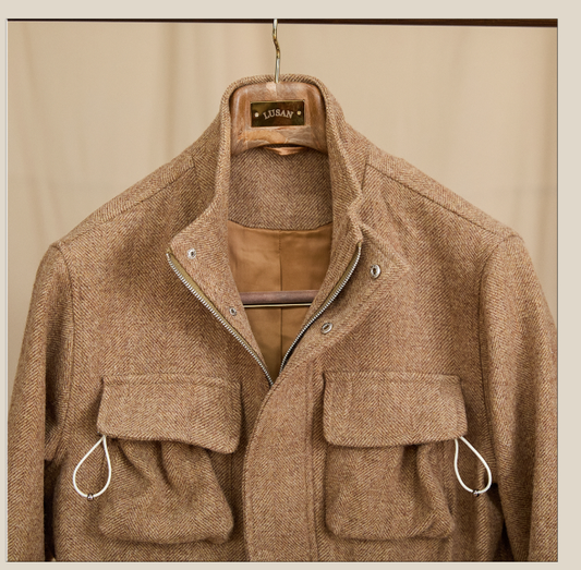 Men's Wool Coat With Stand-Up Collar Retro-Style Heavyweight Warm Jacket  