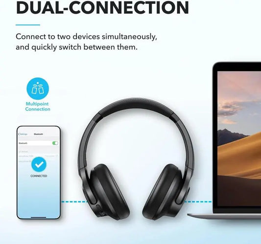ANKER Soundcore Q20i Headband Gaming Headset Wireless Bluetooth Active Noise Reduction Headset  