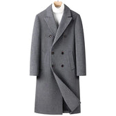 Autumn And Winter Woolen Coat Overknee Long Double Breasted Oblique Pocket  