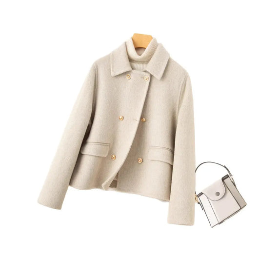 Double-sided Women's Short Small-sized High-grade Wool Overcoat  
