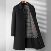 Double-sided Wool Overcoat Men's Winter Down Feather Liner High-end Long Business  