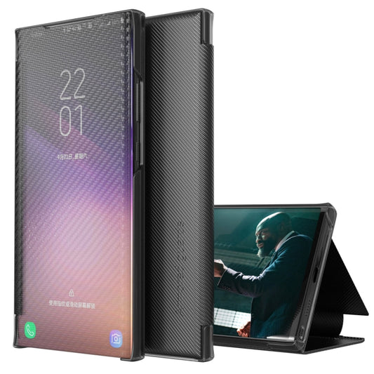 Carbon Fiber View Time Leather Phone Case, For Samsung Galaxy S22 5G, For Samsung Galaxy S22+ 5G, For Samsung Galaxy S22 Ultra 5G, For Xiaomi Redmi Note 11 5G, For Xiaomi Redmi Note 11 Pro 5G  