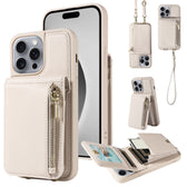 Crossbody Lanyard Zipper Wallet Leather Phone Case, For iPhone 16 Pro Max, For iPhone 16 Pro, For iPhone 16 Plus, For iPhone 16  