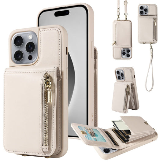 Crossbody Lanyard Zipper Wallet Leather Phone Case, For iPhone 16 Pro Max, For iPhone 16 Pro, For iPhone 16 Plus, For iPhone 16  
