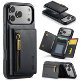 DG.MING M5 Series Zip RFID Multi Card Detachable Leather Phone Case, For iPhone 17e / 16e, For iPhone 17 Pro Max, For iPhone 17 Pro, For iPhone 17  