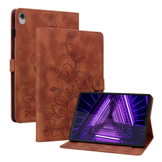 Lily Embossed Leather Tablet Case, For Lenovo Tab K10, For Lenovo Tab M7 3rd Gen, For Lenovo Tab P11 /Xiaoxin Pad Plus  