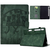 Cats Embossed Leather Smart Tablet Case, For Samsung Galaxy Tab S9 / S9 FE, For Samsung Galaxy Tab S8 / S7, For Samsung Galaxy Tab A8 10.5 2021 X205, For Samsung Galaxy Tab A7 2020 T500  