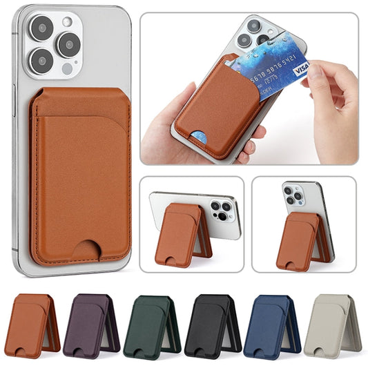 Two-fold Rotating Phone Holder MagSafe Leather Card Bag, Two-fold Rotating  