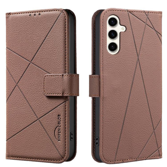 Geometric Pattern RFID Leather Phone Case, For Samsung Galaxy A55, For Samsung Galaxy A35, For Samsung Galaxy A05, For Samsung Galaxy A05S  
